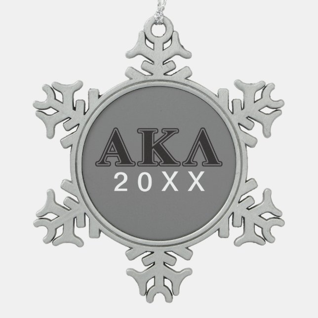 Alpha Kappa Lambda Black Letters Snowflake Pewter Christmas Ornament (Front)