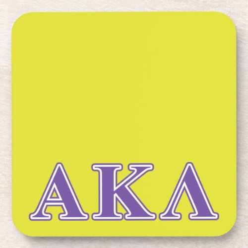 Alpha Kappa Lambda Purple and Yellow Letters Beverage Coaster