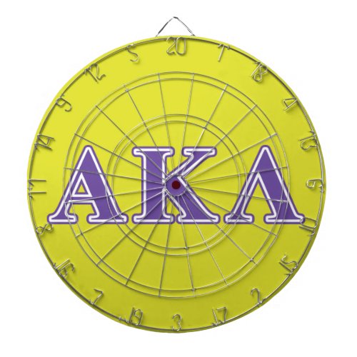 Alpha Kappa Lambda Purple and Yellow Letters Dartboard With Darts