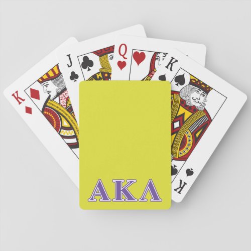 Alpha Kappa Lambda Purple and Yellow Letters Playing Cards