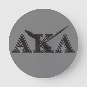 Alpha Kappa Lambda Purple and Yellow Letters Round Clock