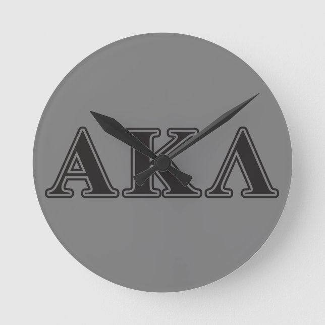 Alpha Kappa Lambda Purple and Yellow Letters Round Clock (Front)