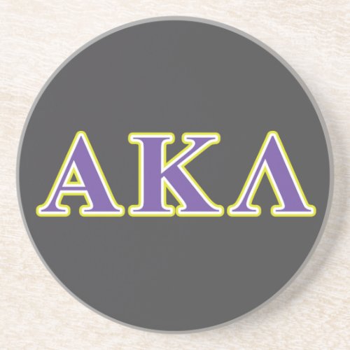 Alpha Kappa Lambda Purple and Yellow Letters Sandstone Coaster