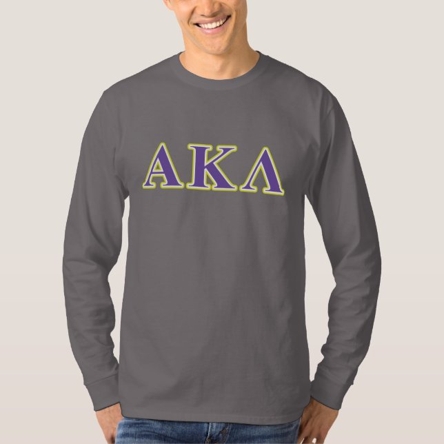 Alpha Kappa Lambda Purple and Yellow Letters T-Shirt (Front)