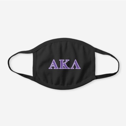 Alpha Kappa Lambda Purple Letters Black Cotton Face Mask