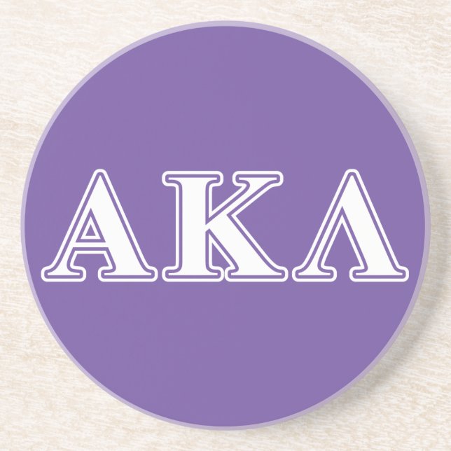 Alpha Kappa Lambda White and Purple Letters Drink Coaster (Front)