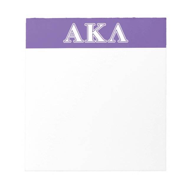 Alpha Kappa Lambda White and Purple Letters Notepad (Front)