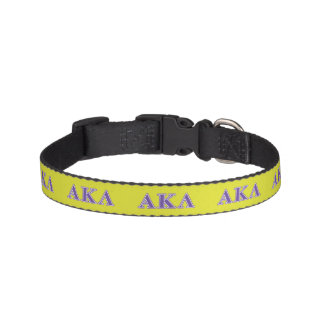 Alpha Kappa Lambda White and Yellow Letters Pet Collar