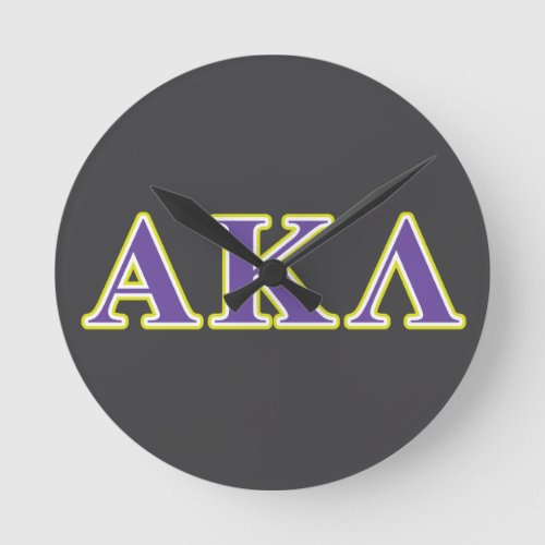 Alpha Kappa Lambda White and Yellow Letters Round Clock