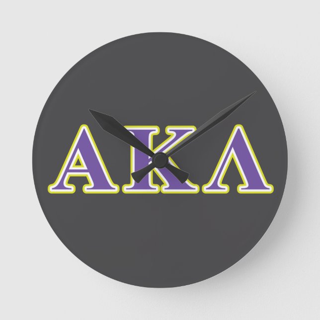 Alpha Kappa Lambda White and Yellow Letters Round Clock (Front)