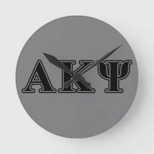 Alpha Kappa Psi Black Letters Round Clock