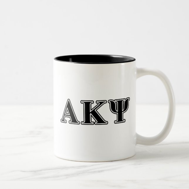 Alpha Kappa Psi Black Letters Two-Tone Coffee Mug (Right)