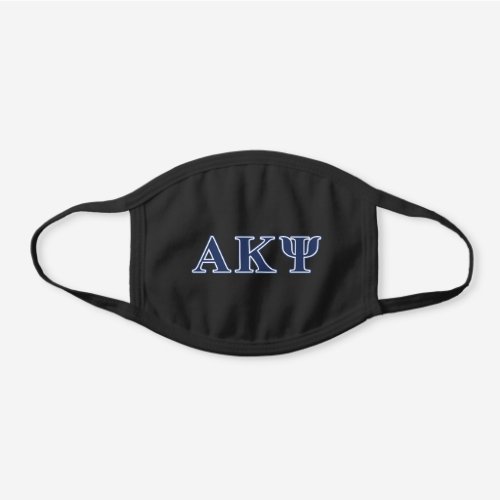 Alpha Kappa Psi Navy Letters Black Cotton Face Mask