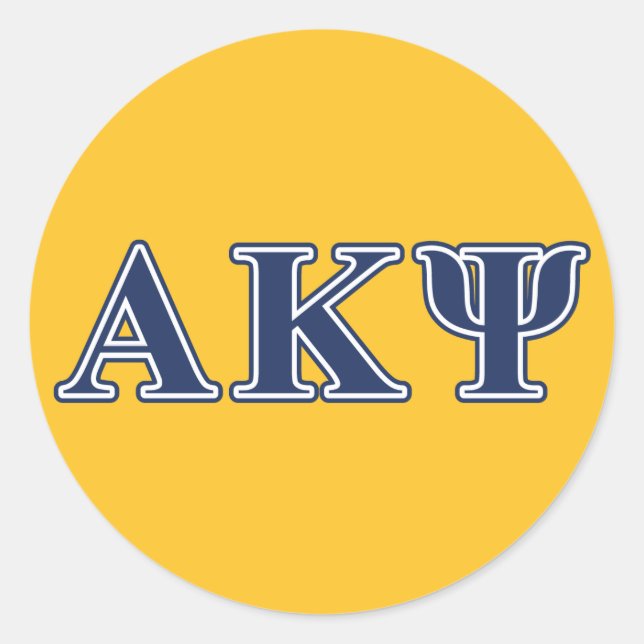 Alpha Kappa Psi Navy Letters Classic Round Sticker (Front)
