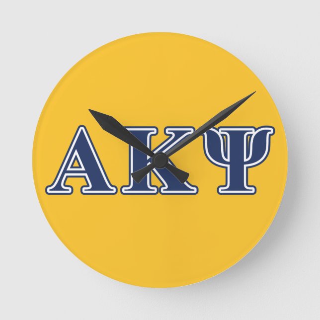Alpha Kappa Psi Navy Letters Round Clock (Front)