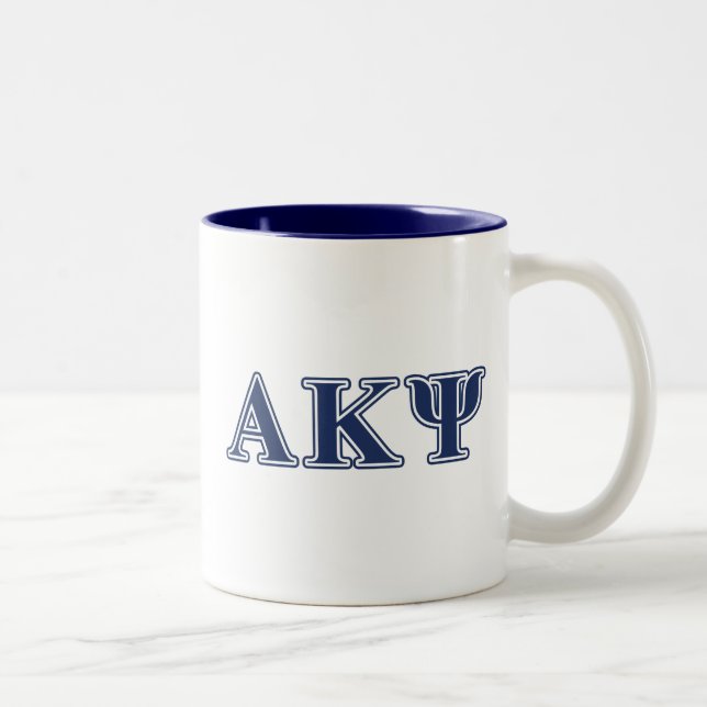Alpha Kappa Psi Navy Letters Two-Tone Coffee Mug (Right)