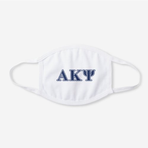 Alpha Kappa Psi Navy Letters White Cotton Face Mask