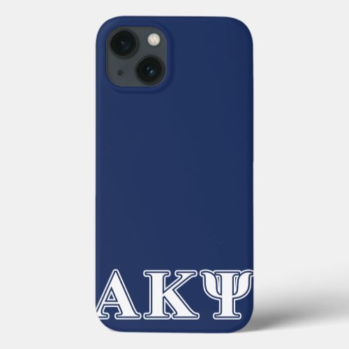 Alpha Kappa Psi White and Navy Letters iPhone 13 Case