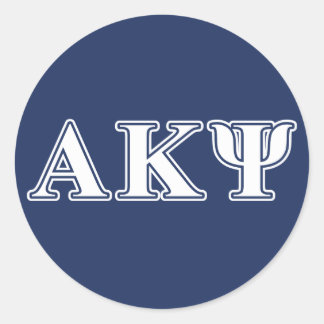 Alpha Kappa Psi White and Navy Letters Classic Round Sticker