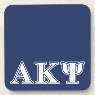 Alpha Kappa Psi White and Navy Letters Coaster