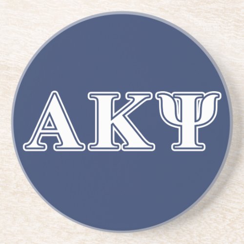 Alpha Kappa Psi White and Navy Letters Coaster