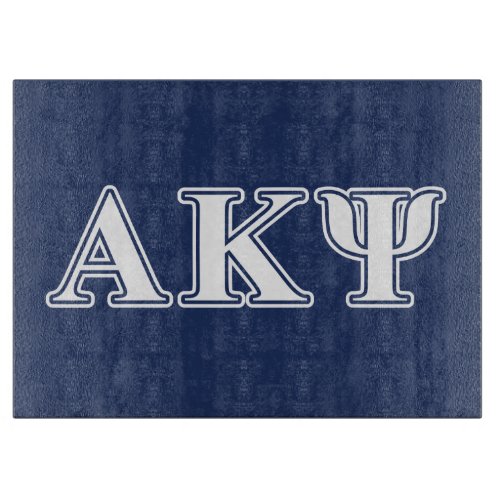 Alpha Kappa Psi White and Navy Letters Cutting Board