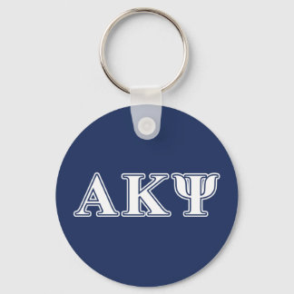 Alpha Kappa Psi White and Navy Letters Keychain