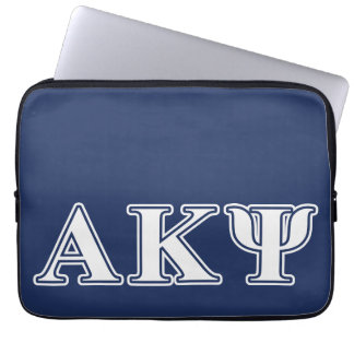 Alpha Kappa Psi White and Navy Letters Laptop Sleeve