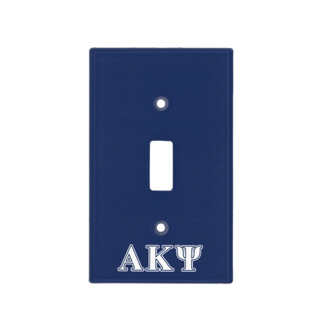Alpha Kappa Psi White and Navy Letters Light Switch Cover (Front)