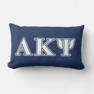 Alpha Kappa Psi White and Navy Letters Lumbar Pillow