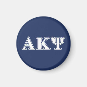 Alpha Kappa Psi White and Navy Letters Magnet