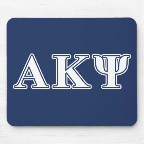 Alpha Kappa Psi White and Navy Letters Mouse Pad