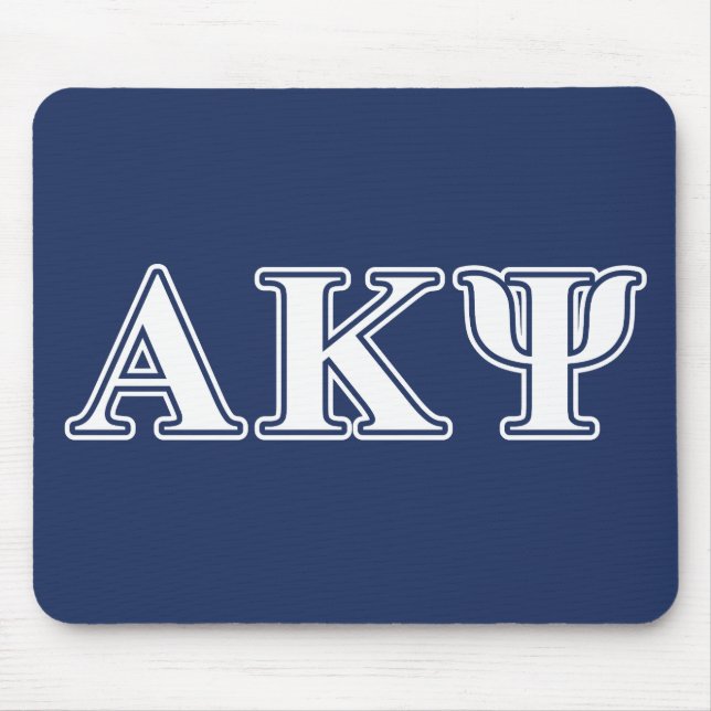 Alpha Kappa Psi White and Navy Letters Mouse Pad (Front)