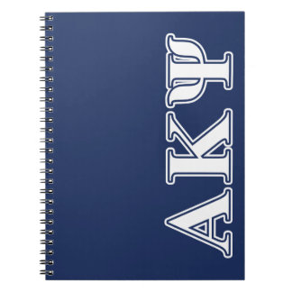 Alpha Kappa Psi White and Navy Letters Notebook