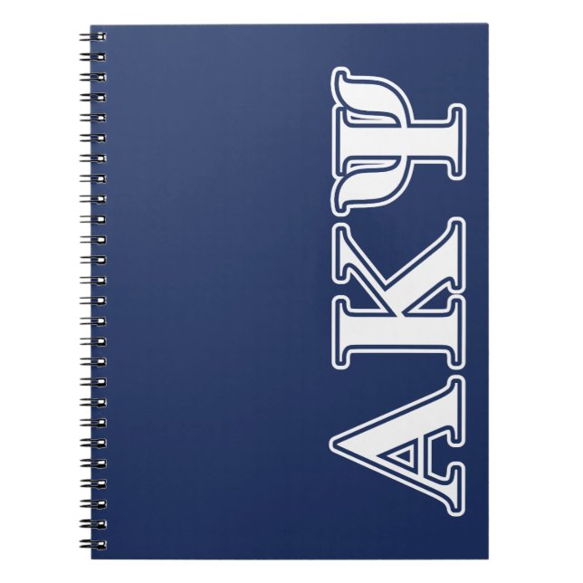Alpha Kappa Psi White and Navy Letters Notebook (Front)