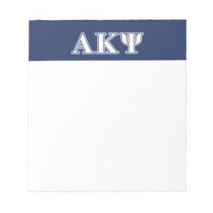 Alpha Kappa Psi White and Navy Letters Notepad