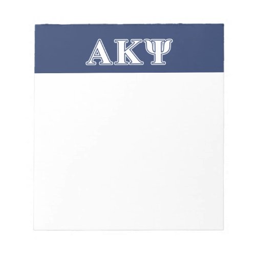 Alpha Kappa Psi White and Navy Letters Notepad