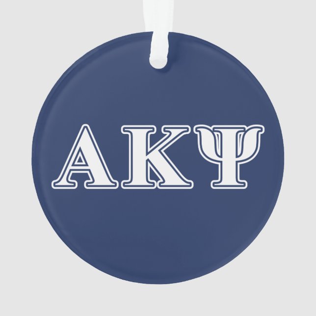 Alpha Kappa Psi White and Navy Letters Ornament (Back)