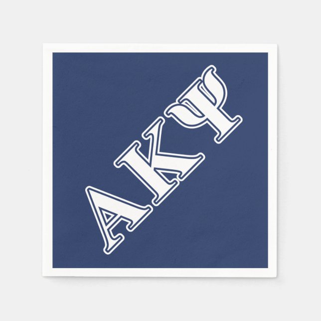 Alpha Kappa Psi White and Navy Letters Paper Napkins (Front)