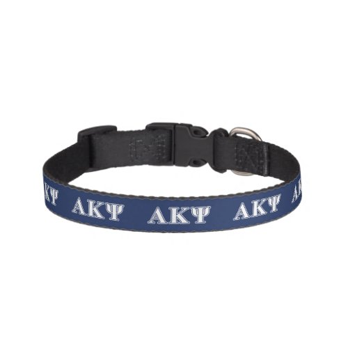 Alpha Kappa Psi White and Navy Letters Pet Collar