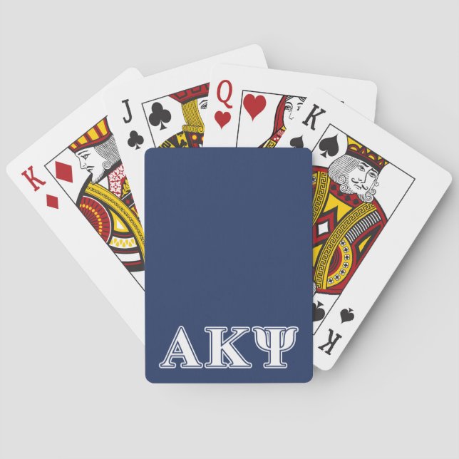 Alpha Kappa Psi White and Navy Letters Poker Cards (Back)