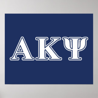 Alpha Kappa Psi White and Navy Letters Poster