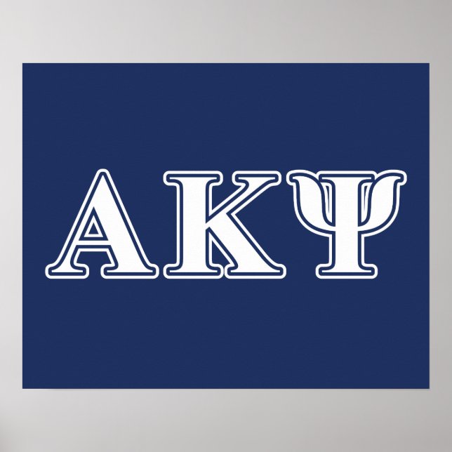 Alpha Kappa Psi White and Navy Letters Poster (Front)