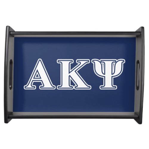 Alpha Kappa Psi White and Navy Letters Serving Tray