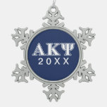 Alpha Kappa Psi White And Navy Letters Snowflake Pewter Christmas Ornament at Zazzle