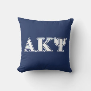 Alpha Kappa Psi White and Navy Letters Throw Pillow
