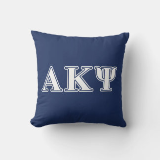 Alpha Kappa Psi White and Navy Letters Throw Pillow