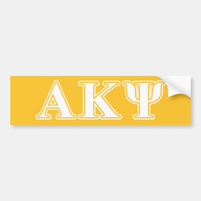 Alpha Kappa Psi White and Yellow Letters Bumper Sticker (Front)