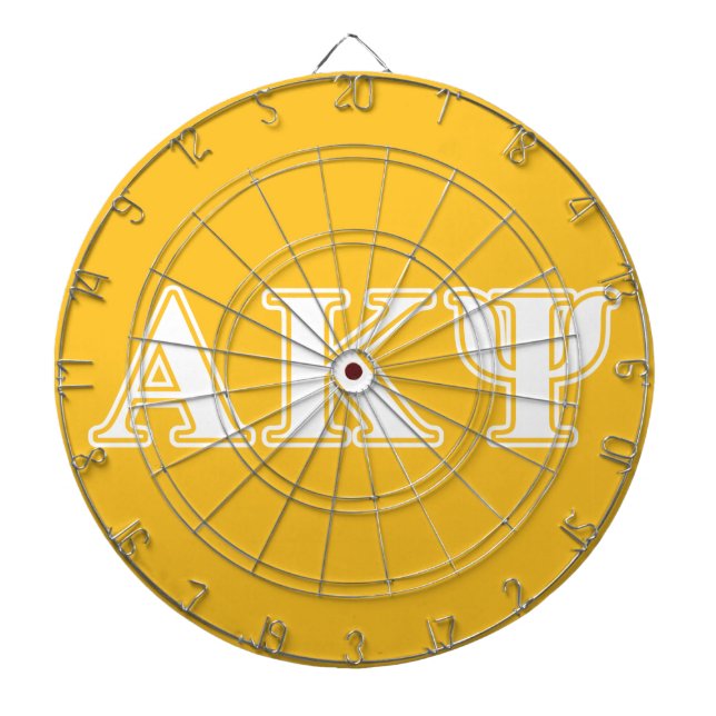 Alpha Kappa Psi White and Yellow Letters Dartboard (Front)