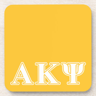 Alpha Kappa Psi White and Yellow Letters Drink Coaster
